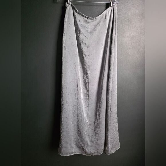 J. Jill Gray Crinkle Polyester Sz 14T Maxi Lined Skirt Festival Boho - Picture 9 of 10